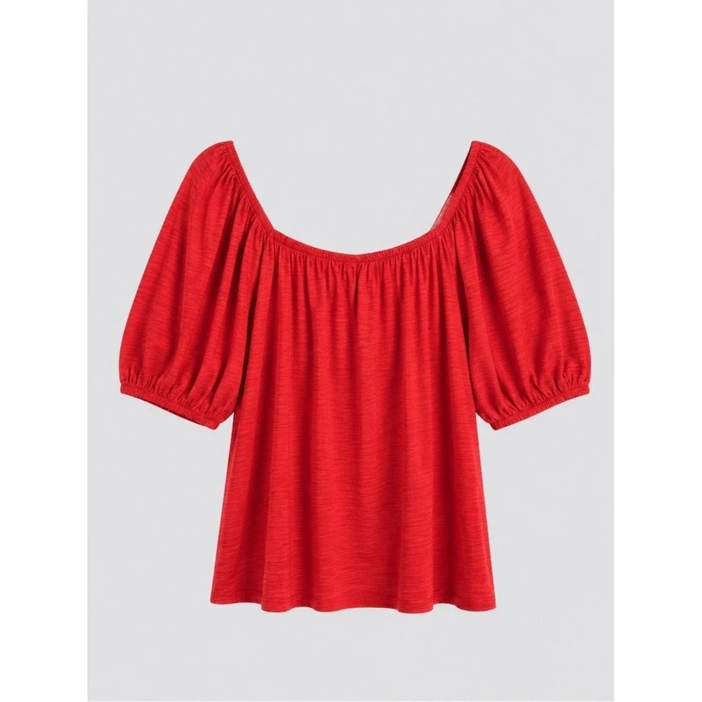 Old Navy Womens Peasant Top Large Cottage Bohemian Prairie Coastal Beachy Red